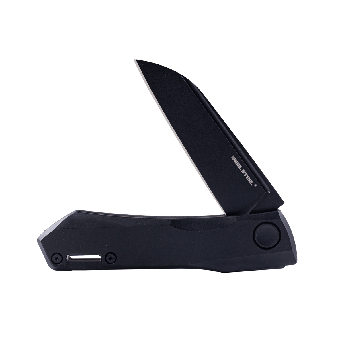 Real Steel Solis Slip Joint Folding Knife -2.91" Böhler N690 Black Sheepsfoot Blade, Black Titanium Handle 7063B 90.00 Real Steel Knives www.realsteelknives.com