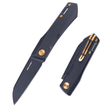 Real Steel Solis Slip Joint Folding Knife -2.91" Böhler N690 Black Sheepsfoot Blade,Golden hardware, Black Titanium Handle 7063G 90.00 Real Steel Knives www.realsteelknives.com