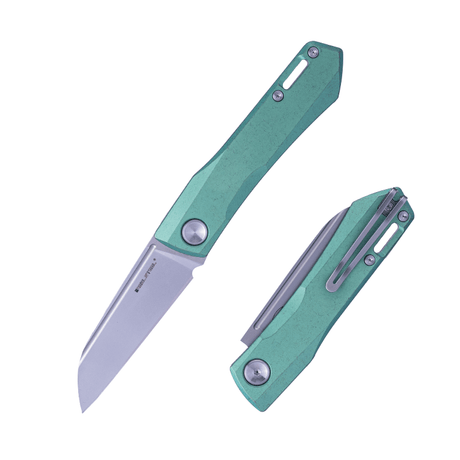 Real Steel Solis Slip Joint Sheepfoot Folding Pocket Knife -2.91" Böhler N690 Stonewashed Blade, Spring Green Titanium Handle 7066SG 77.00 Real Steel Knives www.realsteelknives.com