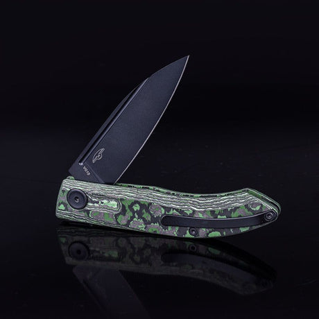 Real Steel Stella FatCarbon Slip Joint Folding Knife-2.95" VG-10 Black Blade, Jungle Wear FatCarbon Handle 7051FC4B 88.00 Real Steel Knives www.realsteelknives.com