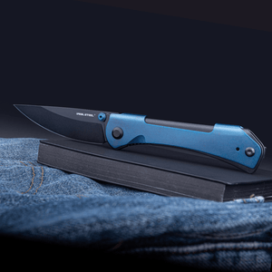 Real Steel SYLPH Liner Lock Folding Knife, 3.15'' Nitro-V Black PVD Blade, Blue Stainless Handle 7141BB 59.00 Real Steel Knives www.realsteelknives.com