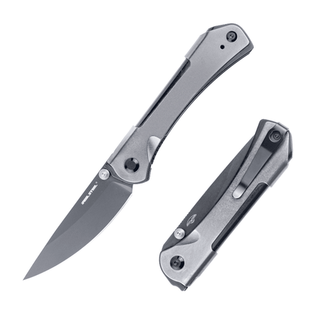 Real Steel SYLPH Liner Lock Folding Knife 3.15'' Nitro-V Black PVD Blade, Grey Stainless Steel Handle 7141BG 59.00 Real Steel Knives www.realsteelknives.com