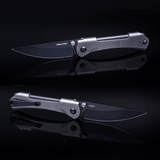 Real Steel SYLPH Liner Lock Folding Knife 3.15'' Nitro-V Black PVD Blade, Grey Stainless Steel Handle 7141BG 59.00 Real Steel Knives www.realsteelknives.com