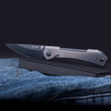 Real Steel SYLPH Liner Lock Folding Knife 3.15'' Nitro-V Black PVD Blade, Grey Stainless Steel Handle 7141BG 59.00 Real Steel Knives www.realsteelknives.com