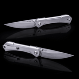 Real Steel SYLPH Liner Lock Folding Knife 3.15'' Nitro-V Satin Blade, Silver Stainless Steel Handle 7141 59.00 Real Steel Knives www.realsteelknives.com