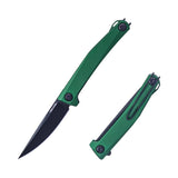 Real Steel Teres Flipper Knife 3.11" Nitro-V Black PVD Hollow-Ground Blade, Liner Lock, Racing Green Aluminum Handle 7111GB 77.00 Real Steel Knives www.realsteelknives.com