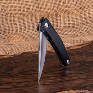 Real Steel Teres Flipper Knife 3.11" Nitro-V Satin Hollow-Ground Blade, Liner Lock, Black Aluminum Handle 7111BS 77.00 Real Steel Knives www.realsteelknives.com