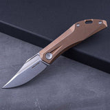 Real Steel Ventus Clip Point 3.03'' N690 Stonewash Blade ,Brown TC4 Handle and 3D Clip, Slip Joint EDC Knife, Adjustable Tension by Poltergeistworks 7042 129.00 Real Steel Knives www.realsteelknives.com