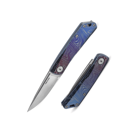 RealSteel Luna TC Slip Joint Folding Knife-2.76" Böhler N690 Satin Blade, Emotional Waves Titanium Handle 7001TC07 74.50 Real Steel Knives www.realsteelknives.com