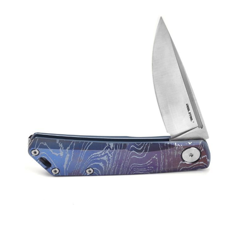 RealSteel Luna TC Slip Joint Folding Knife-2.76" Böhler N690 Satin Blade, Emotional Waves Titanium Handle 7001TC07 74.50 Real Steel Knives www.realsteelknives.com